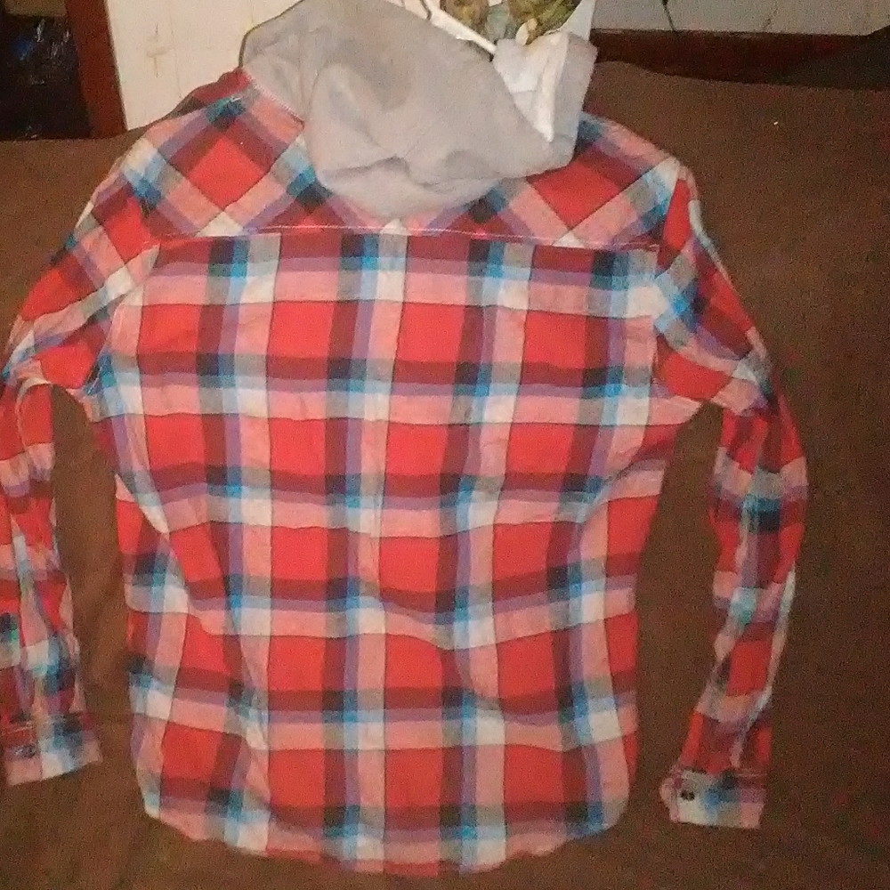 Red, White, and Blue Button Down Hoodie